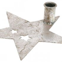 Produkt Metalowa gwiazda dekoracyjna, stożkowy świecznik na Boże Narodzenie srebrny, antyczny wygląd 20 cm × 19,5 cm