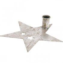 Produkt Metalowa gwiazda dekoracyjna, stożkowy świecznik na Boże Narodzenie srebrny, antyczny wygląd 20 cm × 19,5 cm