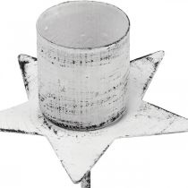 Produkt Gwiazda do zatykania, świecznik spiczasty, dekoracja adwentowa, świecznik wykonany z białego metalu, shabby chic Ø6cm