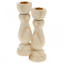 Produkt Świecznik drewniany dekoracja stołu na świece stożkowe wys. 17cm 2 szt.