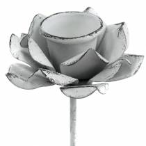Produkt Świecznik do przyklejenia kwiatka z białego metalu Ø6×10cm