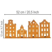 Produkt Świeczniki świąteczne, dekoracje, domki, rdza, 52×12cm