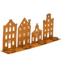 Produkt Świeczniki świąteczne, dekoracje, domki, rdza, 52×12cm