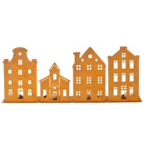 Produkt Świeczniki świąteczne, dekoracje, domki, rdza, 52×12cm