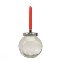 Produkt Świecznik szklany metalowy świecznik srebrny Ø10,5cm 4szt