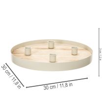 Produkt Okrągła drewniana podstawka na cztery świece stożkowe, 30 cm