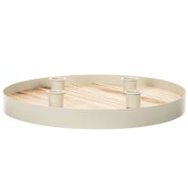 Produkt Okrągła drewniana podstawka na cztery świece stożkowe, 30 cm