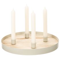 Produkt Okrągła drewniana podstawka na cztery świece stożkowe, 30 cm