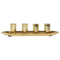 Produkt Metalowy talerz na świece, świecznik stożkowy, złoty, 23x9x4,5cm