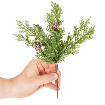 Produkt Sztuczna gałązka sosnowa z szyszkami, ośnieżona, 28 cm, 6 szt.