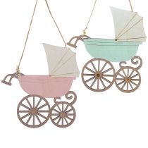 Produkt Deco Zawieszka Pram Pink/Blue 16,5cm x 15cm 6szt.