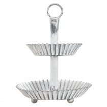 Produkt Dwupoziomowy stojak do serwowania z metalu w kolorze Shabby Chic, biały, 16,5 cm