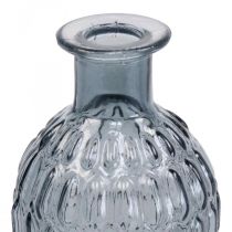 Mały szklany wazon wazon o strukturze plastra miodu szkło niebiesko-szary W20cm 6szt