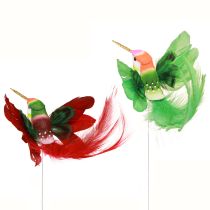 Produkt Ozdoba koliber na patyku turkusowa bordowa 13-15cmx9-10cm 6 szt.