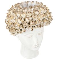 Produkt Wazon Głowa Ceramiczny Wazon z Różami Biały Brąz Ø19cm H2.5cm
