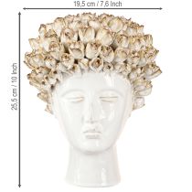 Produkt Wazon Głowa Ceramiczny Wazon z Różami Biały Brąz Ø19cm H2.5cm