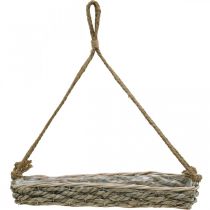 Produkt Doniczka wisząca, doniczka pleciona, kolory naturalne, bielona, dł. 43,5 cm