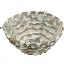 Produkt Kosz na rośliny do zawieszenia, kosz na kwiaty pleciony biały, szary, naturalny W16cm Ø30cm