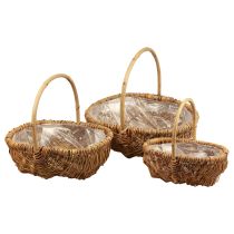Kosz Kosz na rośliny Kosz tkany z uchwytem naturalny 33/28/22 cm, zestaw 3 szt