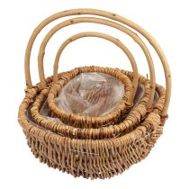Kosz Kosz na rośliny Kosz tkany z uchwytem naturalny 33/28/22 cm, zestaw 3 szt