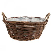 Kosz pleciony z uchwytami Kosz na rośliny Kosz ozdobny Ø29×W13cm
