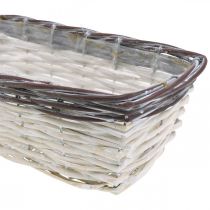 Kosz dekoracyjny biały, brązowy doniczka dwukolorowa 32×13,5×9,5cm