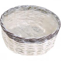 Produkt Dekoracyjny okrągły kosz, biały i brązowy, Ø29cm, pleciona doniczka, prezent, dekoracja ślubna