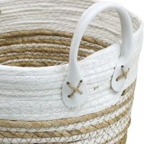 Kosz do sadzenia, przybory z uchwytami, organizer biały, naturalny Ø32/28/23cm W30/25/19cm zestaw 3 szt.