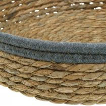 Produkt Zestaw okrągłych koszyków i tac, naturalny, plecione misy na rośliny i dekoracyjna taca, zestaw 3-częściowy Ø33/30/25 cm, wys. 8/7 cm