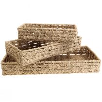 Produkt Kosz na tacę dekoracyjną, naturalny 41/33/25 cm, zestaw 3 szt