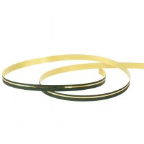 Produkt Wstążka prezentowa do curlingu zielona ze złotymi paskami 10mm 250m