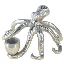Produkt Morski świecznik dekoracyjny ośmiornica metalowa srebrna Ø14cm W9cm
