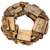 Produkt Wieniec dekoracyjny z naturalnych kawałków drewna, okrągły, 35cm