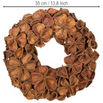 Produkt Wieniec z suszonego lotosu, dekoracyjny wianek na drzwi, 35 cm