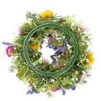 Produkt Sztuczny wianek z kwiatów wiosennych do dekoracji drzwi wejściowych, 30 cm