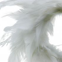 Wianek z piór biały mały Ø11cm Dekoracja wielkanocna prawdziwe pióra