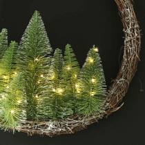 Wianek bożonarodzeniowy z drzewkiem i diodą LED Ø48cm Ośnieżona zieleń, brąz