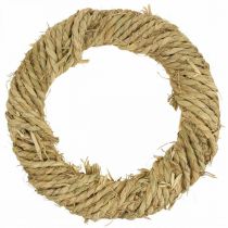 Pleciony wianek ze słomy Ø37cm Naturalna rustykalna dekoracja ze słomy