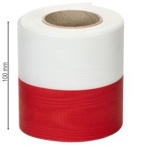 Produkt Wstążki do wieńców Moiré biało-czerwone 100 mm