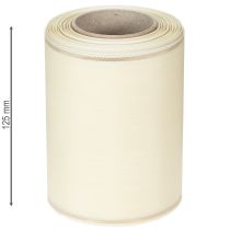 Produkt Kremowa wstążka do wieńca ze złotą krawędzią, supersatynowa, szerokość 125 mm, długość 25 m – wodoodporna, idealna do druku komputerowego i przyjazna dla środowiska
