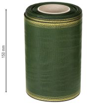 Produkt Wstążka do wieńca Moiré, 150 mm, ciemnozielona ze złotym perłowym brzegiem, splot taftowy, rolka 25 m do dekoracji i projektowania