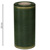 Produkt Wstążka do wieńców Moiré, 200 mm, ciemnozielona, z perłowym brzegiem i splotem taftowym – dekoracyjna wstążka na uroczystości i pogrzeby, 25 m