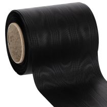 Produkt Czarna wstążka do wianka 100mm 25m - wstążka żałobna, wstążka kokardka, wstążka ozdobna, artykuły florystyczne