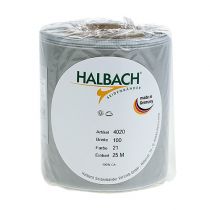 Produkt Satynowa wstążka do wieńców, srebrna, szerokość 100 mm, długość 25 m, do wieńców pogrzebowych, pamiątkowych i rocznicowych, odporna na warunki atmosferyczne i kompostowalna