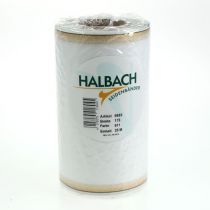 Produkt Biała wstążka do wieńca z mory ze złotym perłowym brzegiem, 175 mm - Elegancka wstążka do dekoracji i florystyki