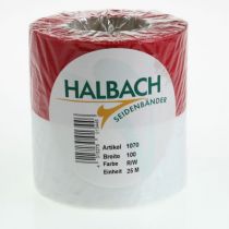 Produkt Wstążki do wieńców Moiré biało-czerwone 100 mm