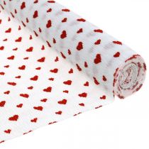 Krepina z serduszkami Krepa florystyczna Dzień Matki Czerwona, Biała 50×250cm