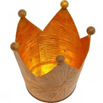 Produkt Świecznik na herbatę korona rdza złoty wygląd metalowa dekoracja wys.10cm