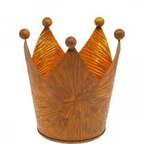 Produkt Świecznik na herbatę korona rdza złoty wygląd metalowa dekoracja wys.10cm