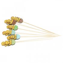 Produkt Dekoracja wielkanocna kurczaczek w jajku drewniana figura dekoracyjna na patyku Wielkanoc 7cm 12 szt